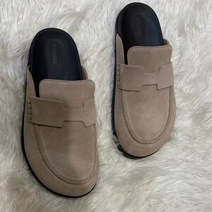 Hermes Beige Suede Men's Slip-On Loafers
